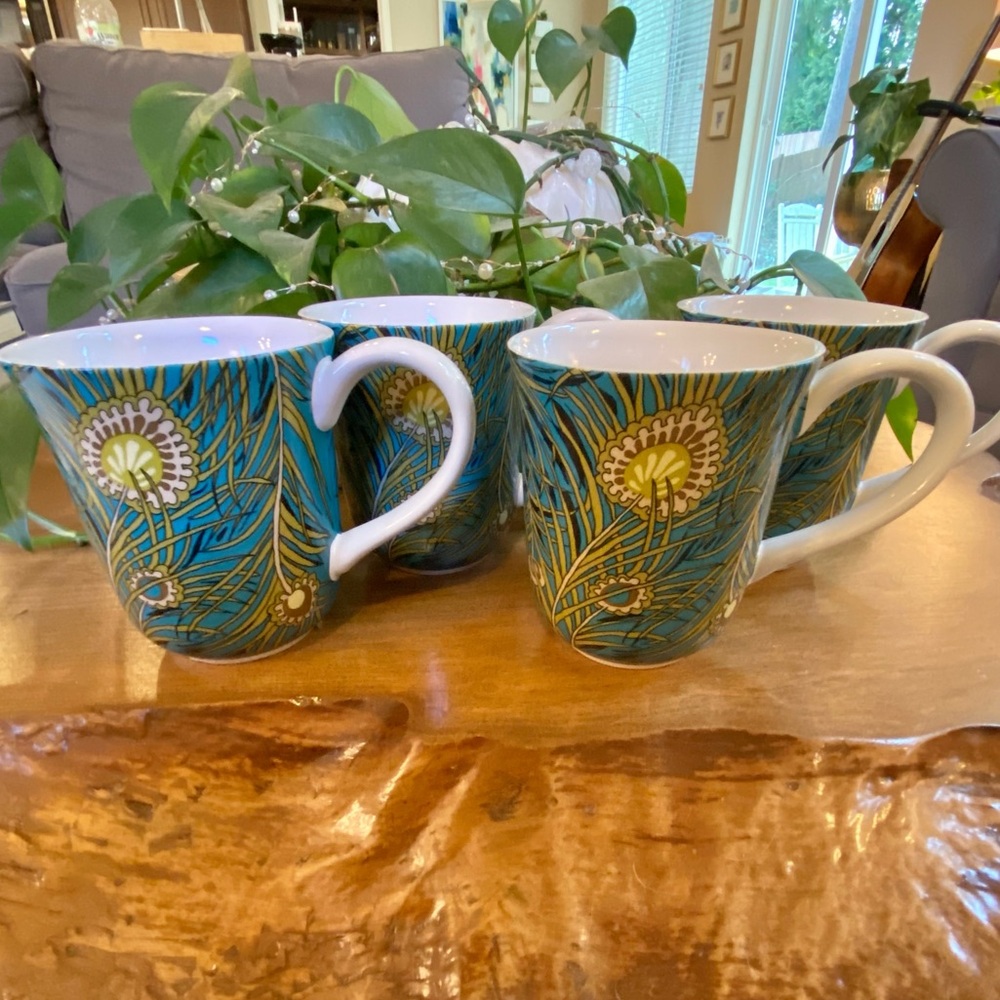See Of 4 Liberty of London for Target Peacock Feather Stoneware Mugs